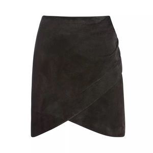 Alice + Olivia Fidela Suede Draped Mini Skirt in Black